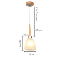 Suspension Design Bois LED & Abat-jour Verre Creative