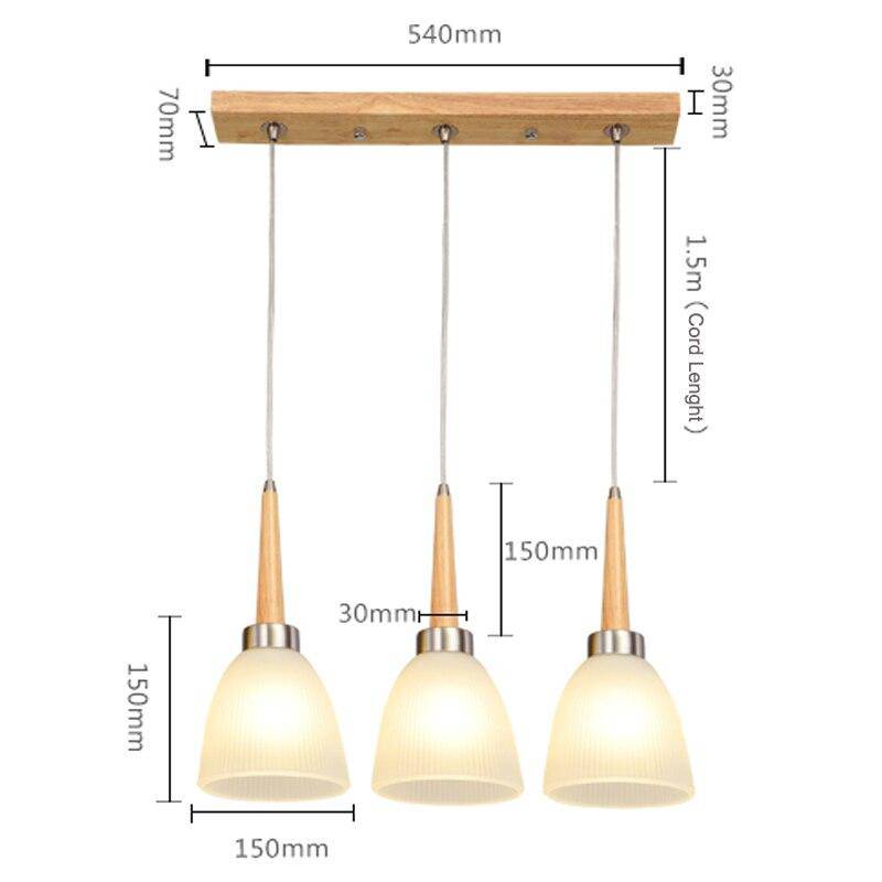 Suspension Design Bois LED & Abat-jour Verre Creative