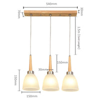 Suspension Design Bois LED & Abat-jour Verre Creative