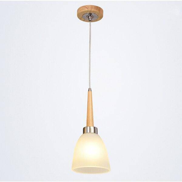 Suspension Design Bois LED & Abat-jour Verre Creative