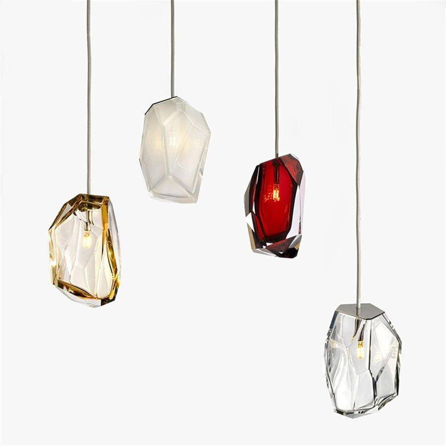 Suspension LED en verre cristal coloré Luxury