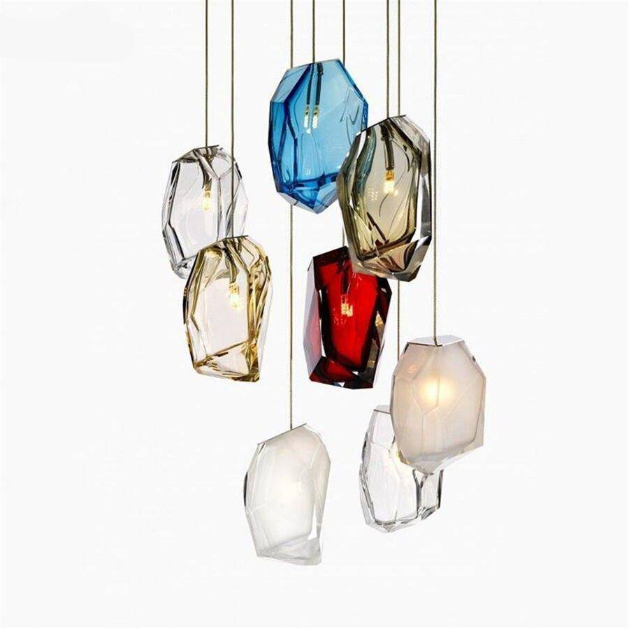 Suspension LED en verre cristal coloré Luxury