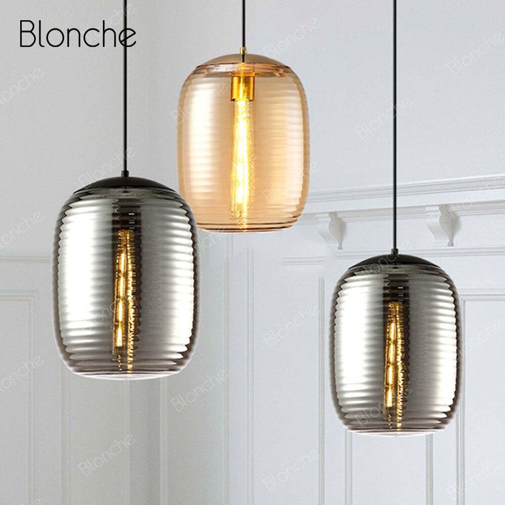 Suspension LED en verre ovale - Style industriel