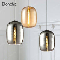 Suspension LED en verre ovale - Style industriel