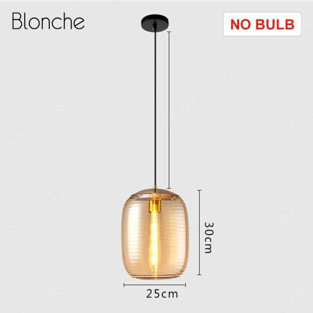 Suspension LED en verre ovale - Style industriel
