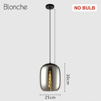 Suspension LED en verre ovale - Style industriel