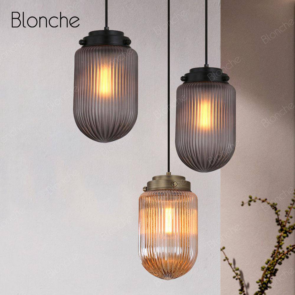 Suspension LED Design en Verre et Métal Industrial