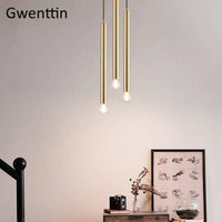Suspension cylindre doré à LED Design