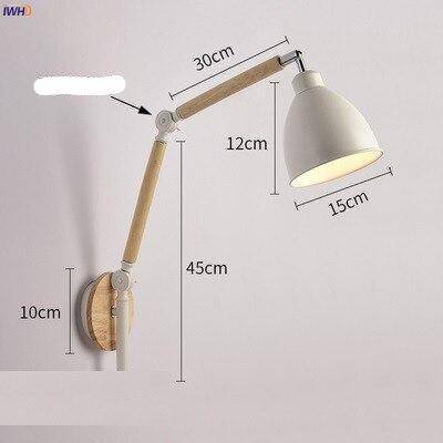 Applique murale design métal et bois, bras articulé à LED