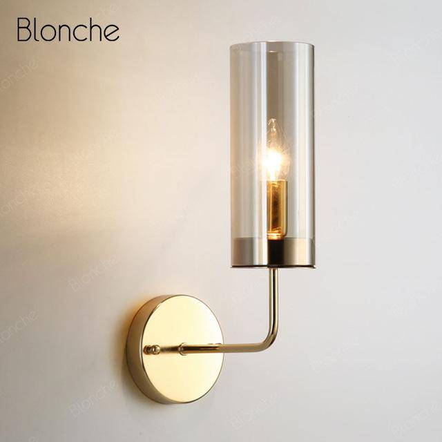 Applique murale design en verre et base dorée"Cylindre Chic"