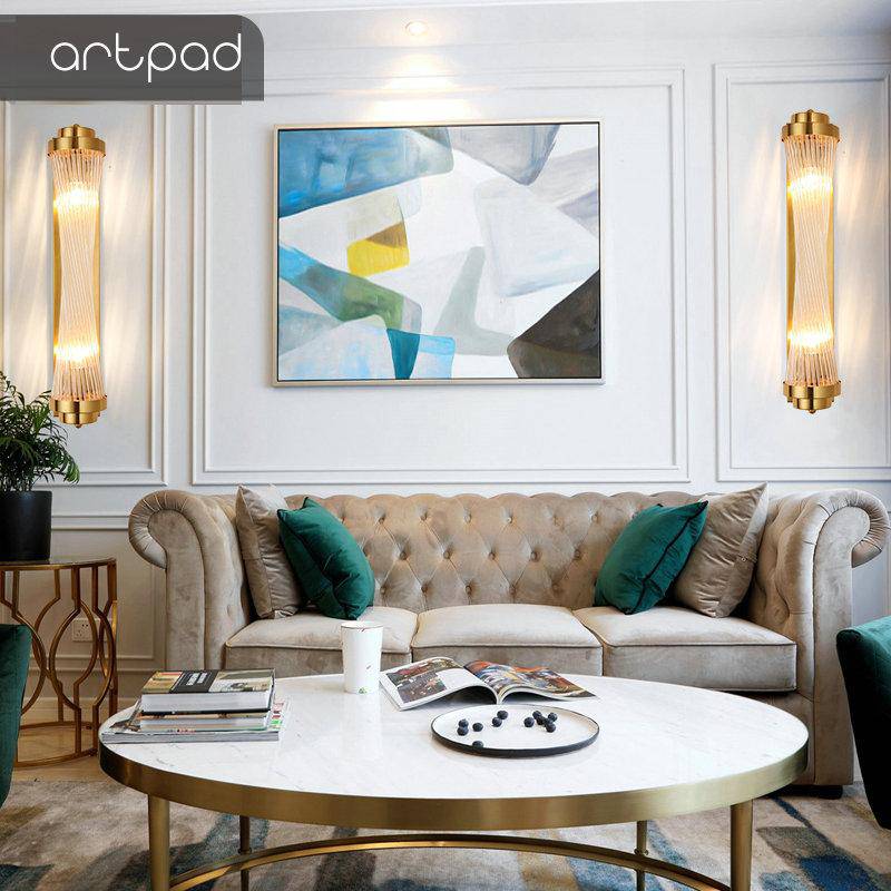 Applique murale LED doré avec élégante lampe en verre