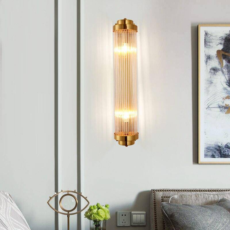 Applique murale LED doré avec élégante lampe en verre