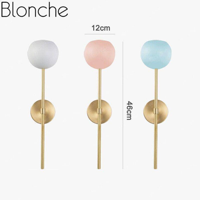 Applique murale dorée LED - Boule en verre colorée