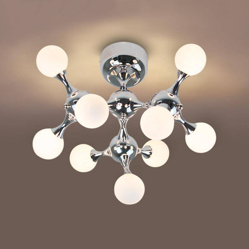 Plafonnier Chromé LED Moléculaire.