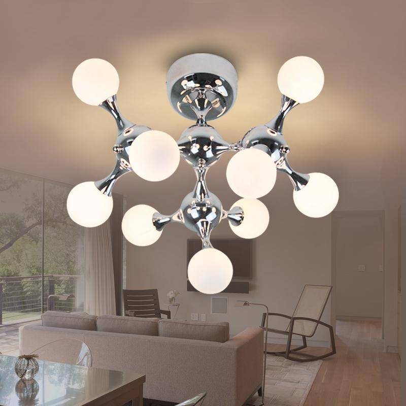 Plafonnier Chromé LED Moléculaire.