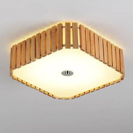 Plafonnier LED en bois - Carré arrondi
