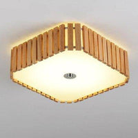 Plafonnier LED en bois - Carré arrondi