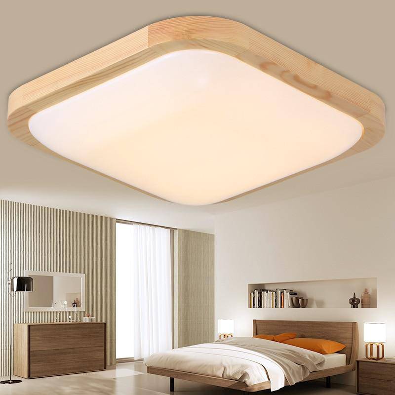 Plafonnier LED Bois Carré Tatami