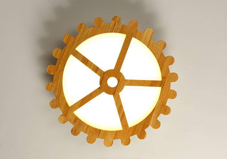 Plafonnier LED en Bois avec Horloge