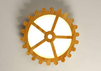 Plafonnier LED en Bois avec Horloge