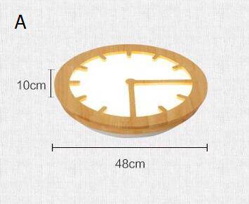 Plafonnier LED en Bois avec Horloge