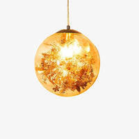 Suspension LED en verre avec feuilles chromées