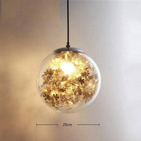 Suspension LED en verre avec feuilles chromées