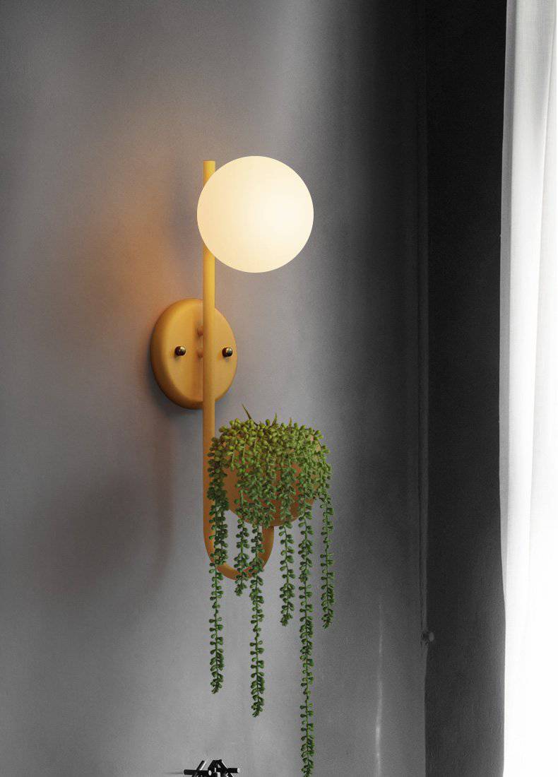Applique murale LED design avec pot et boule en verre - Éclairage Élégant