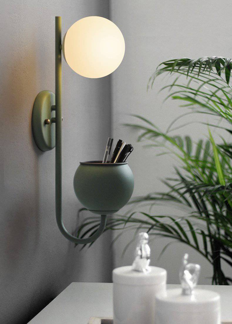 Applique murale LED design avec pot et boule en verre - Éclairage Élégant