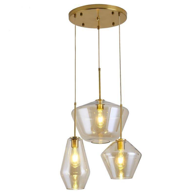 Suspension Cognac en verre fumé de formes variées
