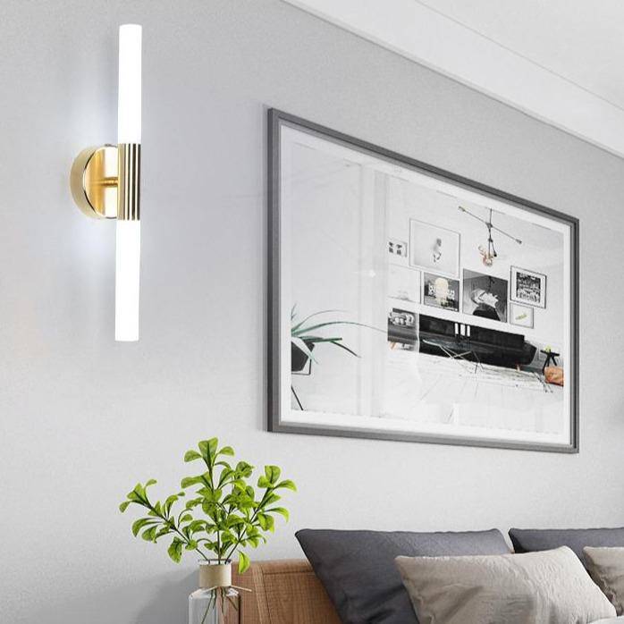 Applique murale dorée cylindrique LED Vanity