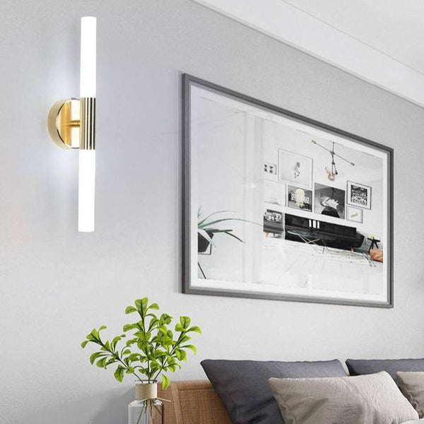 Applique murale dorée cylindrique LED Vanity