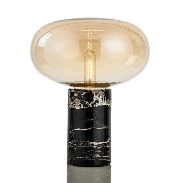 Lampe Domino LED en marbre et verre coloré