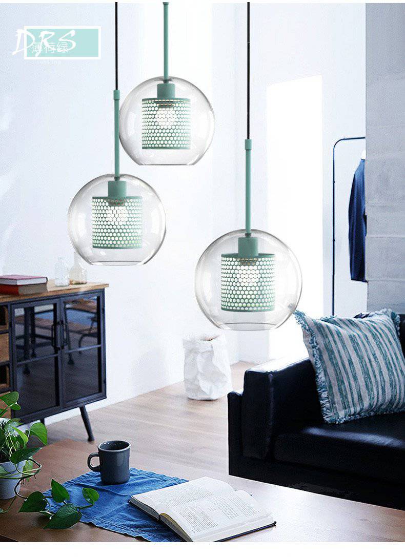 Suspension LED Cage: Boule en Verre