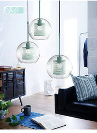Suspension LED Cage: Boule en Verre