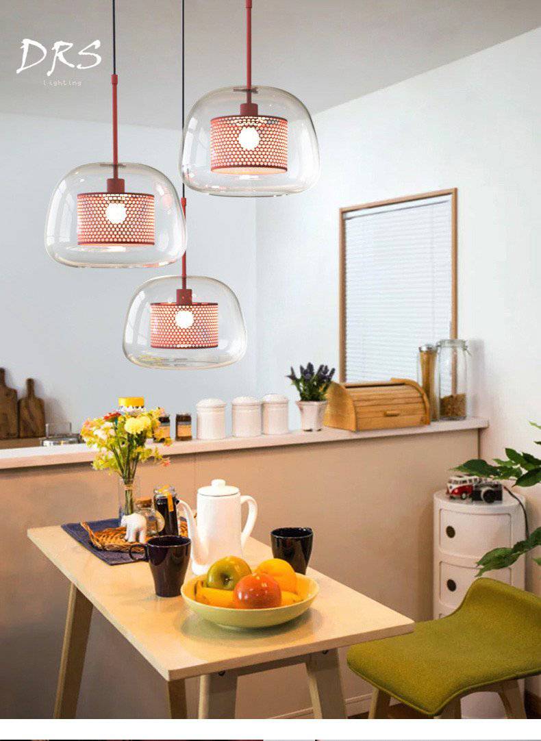 Suspension LED Cage: Boule en Verre