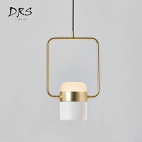 Suspension design en aluminium doré LED - Carré
