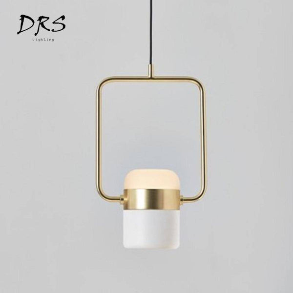 Suspension design en aluminium doré LED - Carré