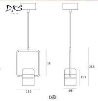 Suspension design en aluminium doré LED - Carré