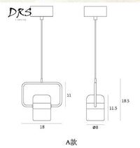 Suspension design en aluminium doré LED - Carré