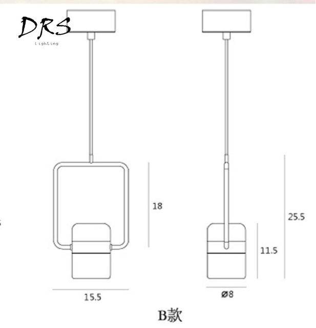 Suspension design en aluminium doré LED - Carré