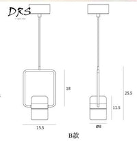 Suspension design en aluminium doré LED - Carré