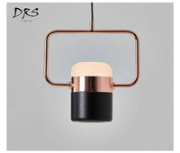 Suspension design en aluminium doré LED - Carré