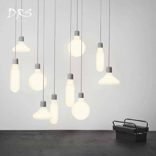 Suspension design LED verre et support gris - Luminia