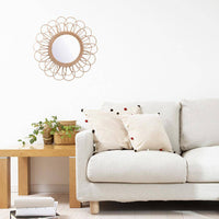 Miroir mural rond en rotin, design floral