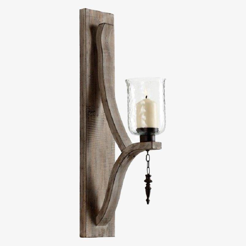Applique murale LED style rétro en bois