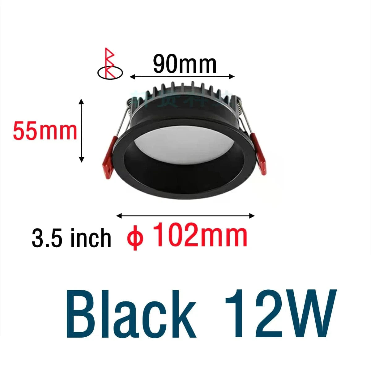 Projecteur encastré LED Spot anti-éblouissement avec intensité variable en aluminium | Marco Lucetti Noir 3,5 pouces 12W / 3000K