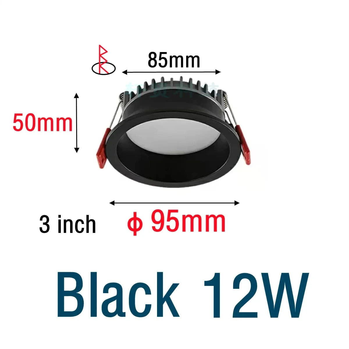 Projecteur encastré LED Spot anti-éblouissement avec intensité variable en aluminium | Marco Lucetti Noir 3 pouces 12W / 4000K à intensité variable