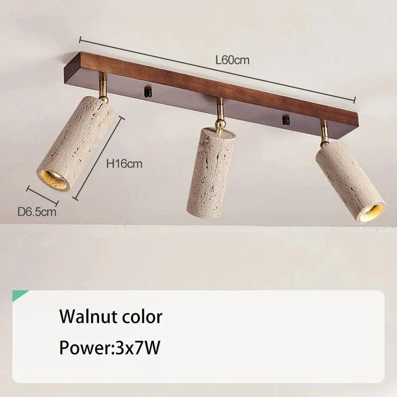 Projecteur Led 3 têtes plafonnier monté en Surface pour un éclairage élégant et efficace | Marco Lucetti Couleur noyer / 3000K