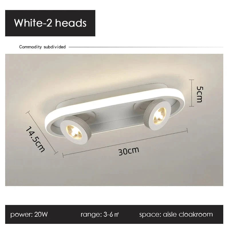 Projecteur LED Noir Moderne - Lumière Nocturne | Marco Lucetti Blanc-2 têtes 1 / Lumière blanche